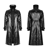 WY-1447DQM Gothic Patent Leather Long Coat With High Collar Style?-??Punk Rave Clothing