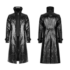 WY-1447DQM Gothic Patent Leather Long Coat With High Collar Style?-??Punk Rave Clothing