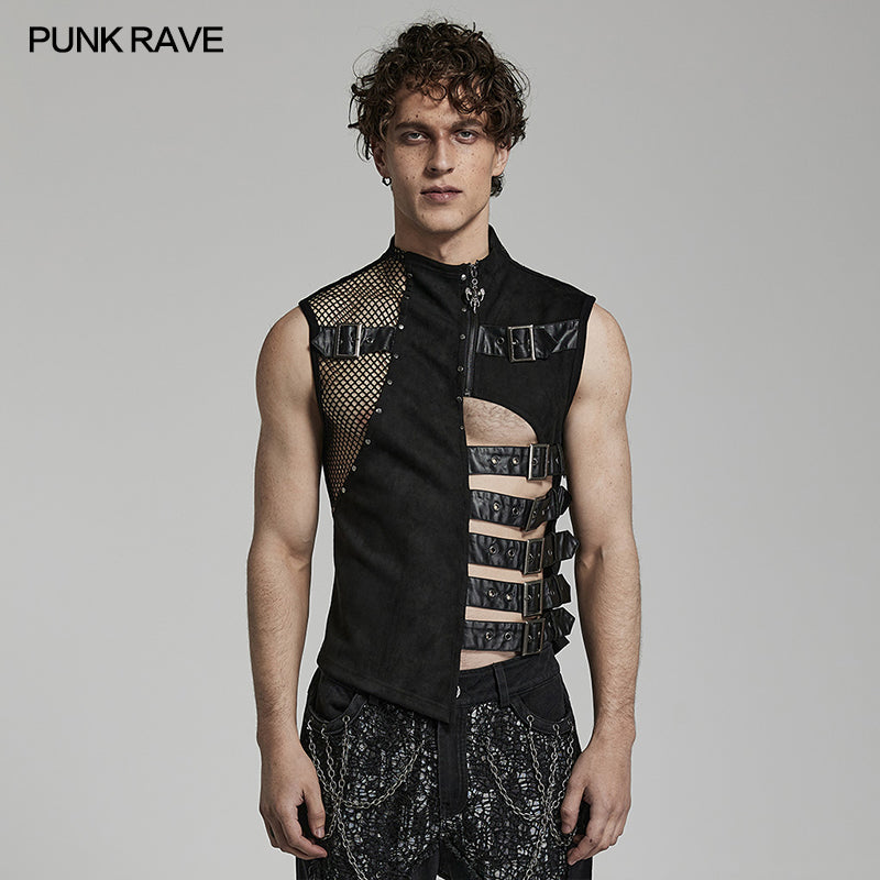WY-1462MJM Punk Broke Irregular vest?-??Punk Rave Clothing