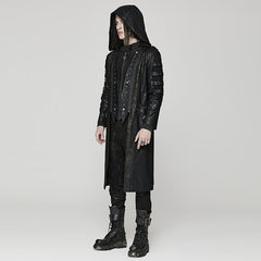 WY-1471XCM Punk distressed hooded hollow long coat?-??Punk Rave Clothing