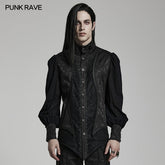 WY-1483CCM Goth lantern sleeve stand collar shirt?-??Punk Rave Clothing