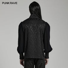 WY-1483CCM Goth lantern sleeve stand collar shirt?-??Punk Rave Clothing