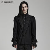 WY-1486CCM Goth chiffon stand collar shirt?-??Punk Rave Clothing