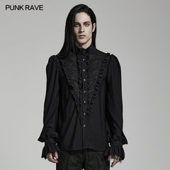 WY-1486CCM Goth chiffon stand collar shirt?-??Punk Rave Clothing