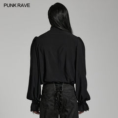 WY-1486CCM Goth chiffon stand collar shirt?-??Punk Rave Clothing