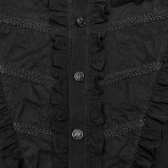 WY-1486CCM Goth chiffon stand collar shirt?-??Punk Rave Clothing