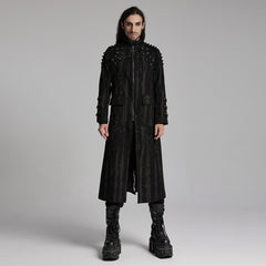 WY-1487XCM Gothic Long Punk Coat with Rivet Shoulder Details?-??Punk Rave Clothing