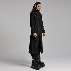 WY-1487XCM Gothic Long Punk Coat with Rivet Shoulder Details?-??Punk Rave Clothing