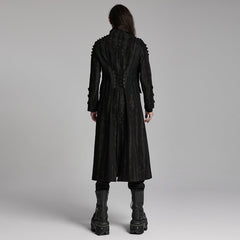 WY-1487XCM Gothic Long Punk Coat with Rivet Shoulder Details?-??Punk Rave Clothing