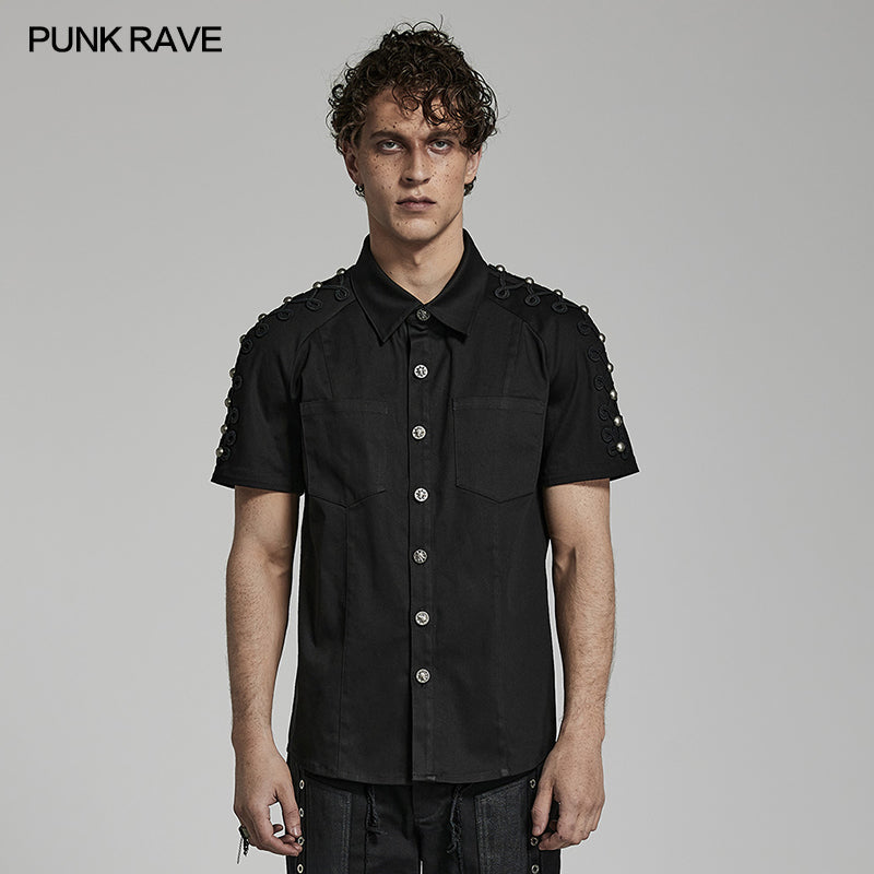 WY-1488CDM Punk Man Short Sleeve shirt?-??Punk Rave Clothing