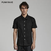 WY-1488CDM Punk Man Short Sleeve shirt?-??Punk Rave Clothing