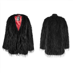 WY-1499 Punk Rave Gothic Faux Fur Coat Shaggy Black Punk Outerwear?-??Punk Rave Clothing