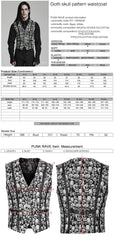 WY-1505MJM Mens Gothic Skull Pattern Slim Fit Vest?-??Punk Rave Clothing