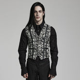 WY-1505MJM Mens Gothic Skull Pattern Slim Fit Vest?-??Punk Rave Clothing