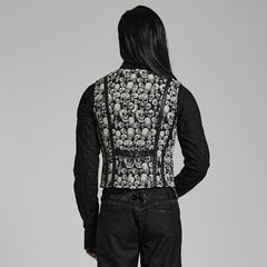 WY-1505MJM Mens Gothic Skull Pattern Slim Fit Vest?-??Punk Rave Clothing