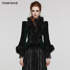 WY-1513XCF Punk Rave Gothic Coat Velvet Faux Fur Trimmed Victorian Style Jacket?-??Punk Rave Clothing
