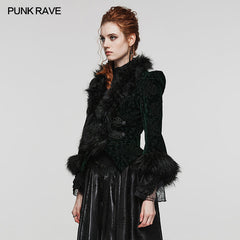 WY-1513XCF Punk Rave Gothic Coat Velvet Faux Fur Trimmed Victorian Style Jacket?-??Punk Rave Clothing