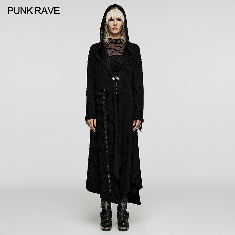 WY-1521XCF Asymmetric hooded cardigan jacket?-??Punk Rave Clothing