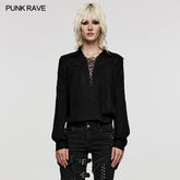 WY-1526CCF Deep V-neck Goth Shirt?-??Punk Rave Clothing