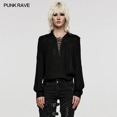 WY-1526CCF Deep V-neck Goth Shirt?-??Punk Rave Clothing