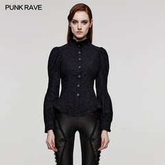 WY-1527CCF Punk Rave Gothic Shirt Victorian Style black Button-Up Blouse?-??Punk Rave Clothing