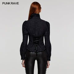 WY-1527CCF Punk Rave Gothic Shirt Victorian Style black Button-Up Blouse?-??Punk Rave Clothing