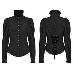 WY-1527CCF Punk Rave Gothic Shirt Victorian Style black Button-Up Blouse?-??Punk Rave Clothing