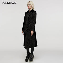 WY-1530XCF Punk Rave Gothic Coat black Velvet Asymmetrical Long Trench Jacket?-??Punk Rave Clothing