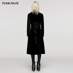 WY-1530XCF Punk Rave Gothic Coat black Velvet Asymmetrical Long Trench Jacket?-??Punk Rave Clothing