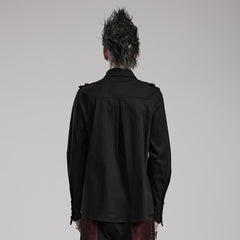 WY-1552CCM Gothic Punk Studded Long Sleeve Shirt with Button Embellishments?-??Punk Rave Clothing