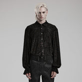 WY-1558CCM Gothic Dark Gold Brocade Long Sleeve Shirt?-??Punk Rave Clothing