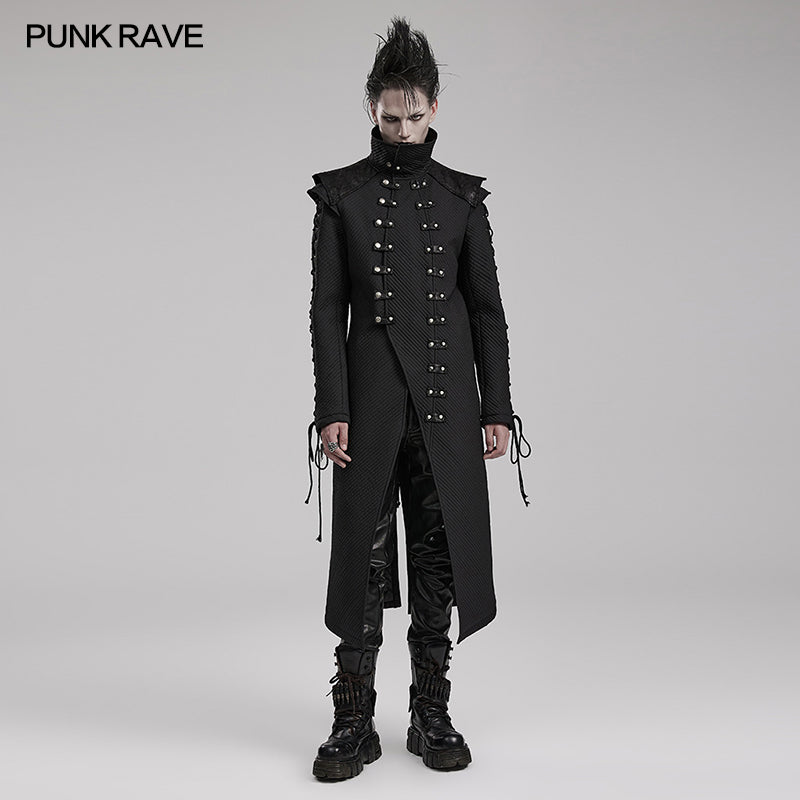 WY-1561MCM Punk Rave Gothic Military Coat Long black Steampunk Jacket?-??Punk Rave Clothing