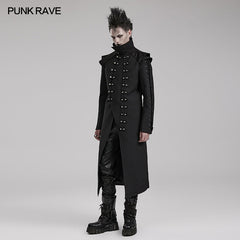 WY-1561MCM Punk Rave Gothic Military Coat Long black Steampunk Jacket?-??Punk Rave Clothing