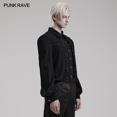 WY-1562CCM Punk Rave Gothic Ruffled black Shirt Vintage Victorian Style?-??Punk Rave Clothing