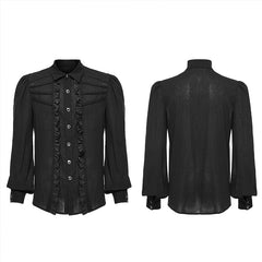 WY-1562CCM Punk Rave Gothic Ruffled black Shirt Vintage Victorian Style?-??Punk Rave Clothing