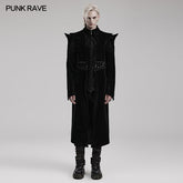 WY-1570XCM Punk Rave Gothic Coat Long black Velvet Victorian Trench with Spiked Shoulders?-??Punk Rave Clothing