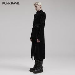 WY-1570XCM Punk Rave Gothic Coat Long black Velvet Victorian Trench with Spiked Shoulders?-??Punk Rave Clothing