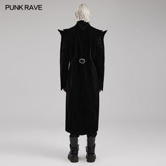 WY-1570XCM Punk Rave Gothic Coat Long black Velvet Victorian Trench with Spiked Shoulders?-??Punk Rave Clothing