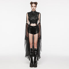 WY-1578DPF Gothic Mesh Layered Punk Jacket with Studded Harness Details?-??Punk Rave Clothing