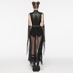 WY-1578DPF Gothic Mesh Layered Punk Jacket with Studded Harness Details?-??Punk Rave Clothing