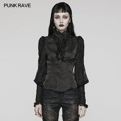 WY-1583CCF Punk Rave Gothic Shirt Victorian Lace Long Sleeve Blouse with Ruffle Detail?-??Punk Rave Clothing