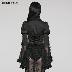 WY-1589CCF Punk Rave Gothic Lace-Up Victorian Blouse with Bell Sleeves?-??Punk Rave Clothing