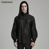 WY-1594CCM Punk Rave Gothic Sheer black Victorian Shirt with Lace Accents?-??Punk Rave Clothing