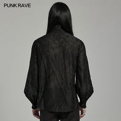 WY-1594CCM Punk Rave Gothic Sheer black Victorian Shirt with Lace Accents?-??Punk Rave Clothing