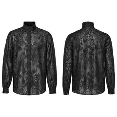 WY-1594CCM Punk Rave Gothic Sheer black Victorian Shirt with Lace Accents?-??Punk Rave Clothing