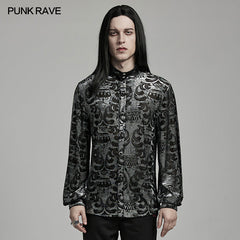 WY-1595CCM Punk Rave Gothic Baroque Patterned Satin Shirt for Men?-??Punk Rave Clothing