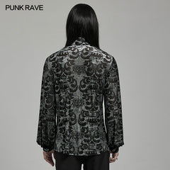 WY-1595CCM Punk Rave Gothic Baroque Patterned Satin Shirt for Men?-??Punk Rave Clothing