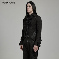 WY-1599LDM Gothic Victorian Tailcoat with Dramatic Ruffled Details?-??Punk Rave Clothing