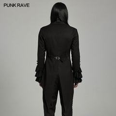 WY-1599LDM Gothic Victorian Tailcoat with Dramatic Ruffled Details?-??Punk Rave Clothing