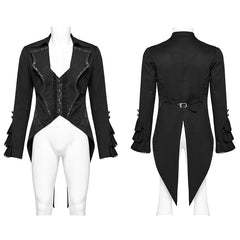 WY-1599LDM Gothic Victorian Tailcoat with Dramatic Ruffled Details?-??Punk Rave Clothing